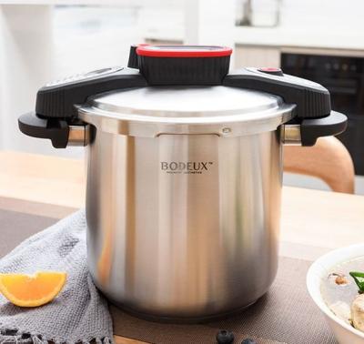 China Sustainable Universal BODEUX Stainless Steel Pressure Cooker 100 kpa Pressure Explosion Proof for sale