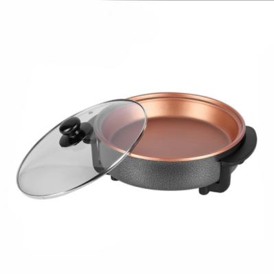 China Large Multi-Use Pizza Pan Grill Pan Electric Pan Factory Wholesale Cheap Round Non-stick Electric Copper Round Pan Electric Wok Pot for sale