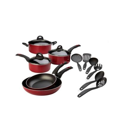 China 14pcs Family Kitchen Set Sustainable Aluminum Frying Pan Saucepot With Induction Bottom Cookware Non-stick Coating Sets Kitchen Tools for sale