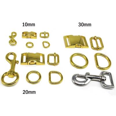 China Custom Eco-friendly 3/4 Inch 20mm Gold Side Release Dog Collar Shiny Zinc Alloy Metal Buckle for sale