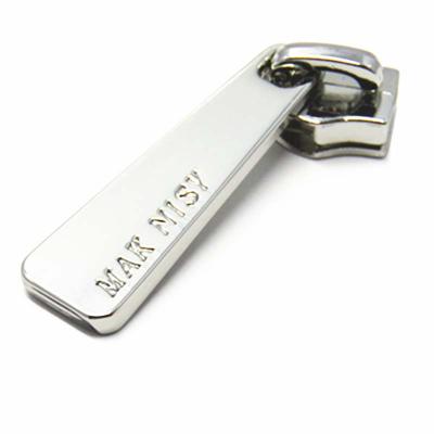 China Nickel Free Silver Custom Logo Metal Bags Accessories Zipper Puller for sale