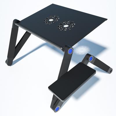 China 2021 popular Laptop Stand Folding Adjustable Portable Computer Table With Mouse Pad and 2 Cool Fan for sale