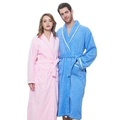 China QUICK DRY custom made high quality cotton embroidery logo unisex bathrobe long robe for sale