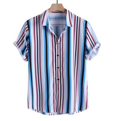 China Breathable summer casual shirts for men short sleeve striped shirts for men slim shirts for men for sale