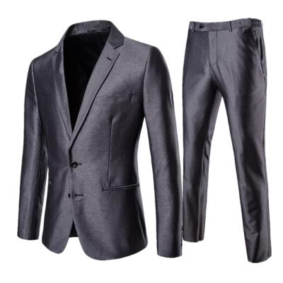 China 2019 Latest Design Cotton Men's Business Suit Men's Breeches Coat Anti-Shrink Polyester Solid Color Men's Formal Suit for sale