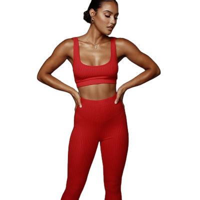 China 2020 New Spring Clothing Breathable Custom Logo Women Jogger Pants With Crop Top Set Women Knit Two Piece Set for sale