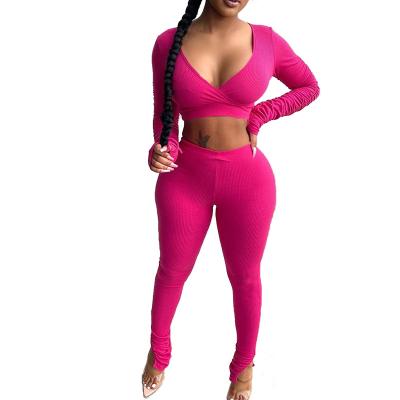 China 2021 New Fashion Spring Breathable Clothing Women 2 Piece Jogger Set Women Long Sleeve Two Piece Set for sale