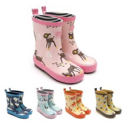 China New Style Waterpoof Custom Design Pattern Rubber Kids Rain Boots Waterproof Rubber Boots for sale