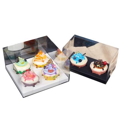 China Disposable Cupcake Boxes Packaging High Quality Manufacturer Eco Friendly Clear Plastic PET Food Rigid Boxes Square Accept for sale