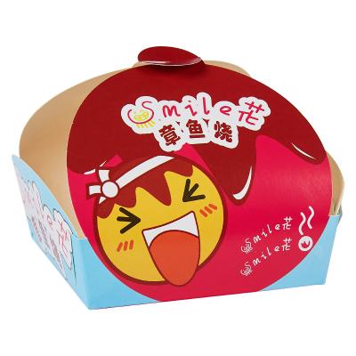 China New Recyclable Octopus Balls Containers takoyaki paper box customize printing logo takoyaki take out box for sale