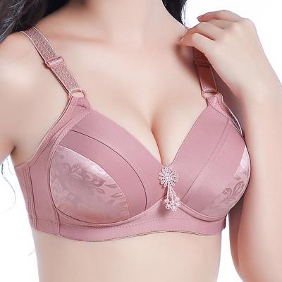 China Breathable Hot Selling Big Size Ladies Printing Bra Without Ring Comfortable Gather Thin Cup Women's Steel Underwear for sale