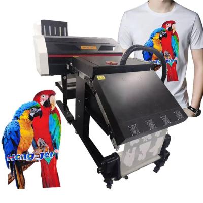 China Garment Shops Hongjet Tee Shirt Printing Machine DTF Direct To Film Printer Without Powder System For Fabrics for sale