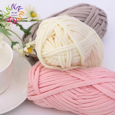 China ZHAONUO Cotton T-shirt 5mm Anti-Static Ball T-shirt Elastic Crochet Polyester Fabric DIY Yarn For Hand Knitting Handmade Bag for sale