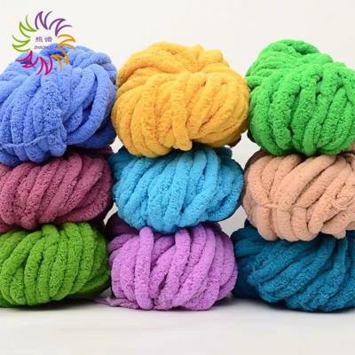 China ZHAONUO China Factory Price 2cm Elephant Pet Nest Viable Soft Arm Knitting 100% Polyester Chenille Bulky Yarn For Blanket for sale