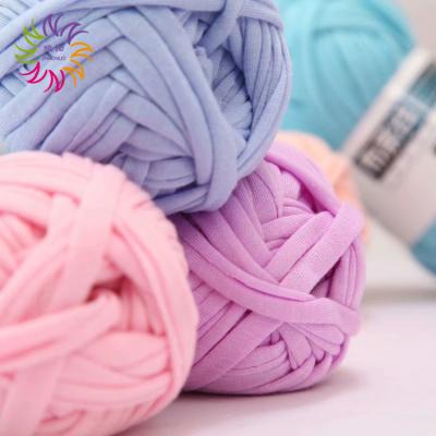 China ZHAONUO Supplier Anti-Static Cotton Knitting T-shirt Thick Line Crochet Macaroni T-shirt Fabric Yarn For Handmade Bag for sale