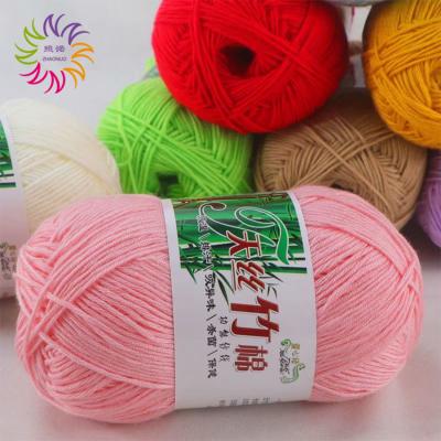 China ZHAONUO Sustainable Made Dyed Cone Fiber Fine Cotton Hand Knitting Skeins 50g 100% Thread Hand Knitting Textile Blend Bamboo Yarn for sale