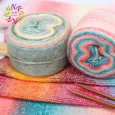 China ZHAONUO T-shirt Needles Brand Anti-Static Hand Knitting Baby Soft Multi Colors Wool Cotton Acrylic Rainbow Mixed Cake Yarn For Crocheting for sale