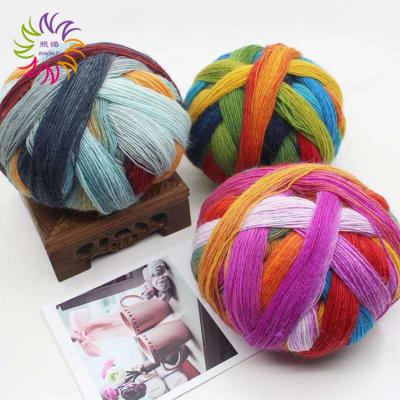 China Wholesale hand knitting crochet lace anti-static 1mm nylon and mercerized yarn 100g rainbow ZHAONUO wool blend for shawl for sale