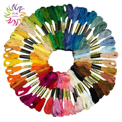 China ZHAONUO 8m low shrinkage 6ply thread set china manufacturers price colorful hand cotton polyester embroidery threads for embroidery for sale