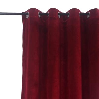 China Blackout Crushed Gray Velvet Thermal Blackout Luxury Red Silver Curtain Panel Grommet Drapes Grommet For Living Room for sale