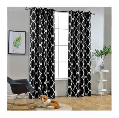 China Moroccan Blackout Grommet Blackout Printing Window Curtains For Living Room Ready Made Curtain Fabric for sale