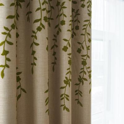 China Wholesale Printing Blackout Leaf Pattern Canvas Fabric Curtain Window With Factory Price for sale