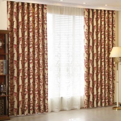 China Custom Made Blackout Polyester Fabric Jacquard Running Curtains For Living Room Windows for sale