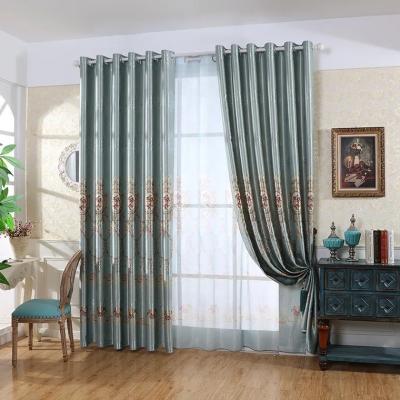 China Embroidery luxury smart home indian curtain fabric blackout pattern jacquard blackout kennel curtain for sale