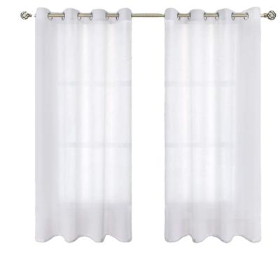 China American Style Canvas Look Sheer_Curtains Semi-White Panel For Bedroom Casual Grommet Light Textured For Living Room for sale