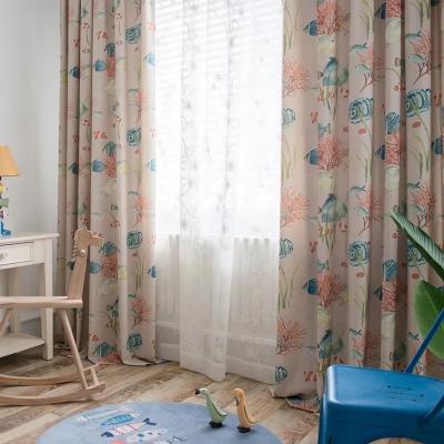 China Blackout minky fish pattern fabric kids curtains blackout curtain in stock for sale