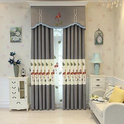 China Blackout Flamingos Pattern Kids Curtain Embroidery High Quality With Factory Price for sale