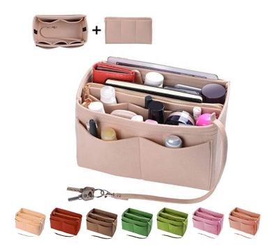 China 2022 China factory eco-friendly multifunctional woman bag in bag leisure felt removable insert bag cosmetic organizer for sale