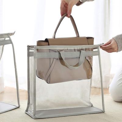 China Durable Clear Handbag Cover Purse Storage Bag Holder Dust Proof Organizer With Handle Zipper for sale