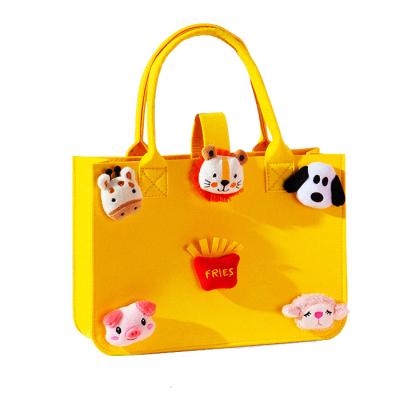 China High quality diy colorful cute felt gift shopping tote bag felt handbag for kids for sale