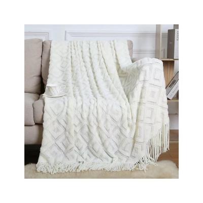 China Wholesale Amazon Anti-Static Bestseller Soft Raschel Blankets For Winter Winter Chunky Custom Crochet Woven Blankets Throws for sale