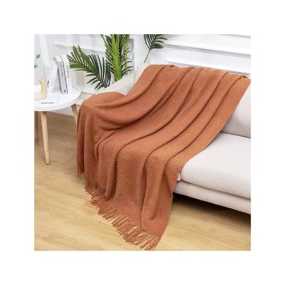 China Antistatic Acrylic Throw Blanket Manufacturer New Product 100% Comfortable Tassel Blankets for sale