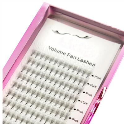 China OEM 4D 5D Volume Lashes C D Curl Long Natural Russian Eyelash Extension 0 07 0 10 Black Soft Fans 3D Premade False Eyelashes Heat Glued for sale