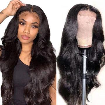 China 100% Human Hair Body Wave Front Lace Wig Real Human Hair Pre-tied Hairline No Glue Lace Closure Wig Real Brazilian Hair Wig for sale