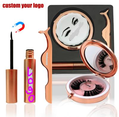 China Easy to Wear Manufacturer New Best Selling 3D Mink Magnetic Magnetcs Eyelash for Makeup Beauty with Eyeliner Pen for sale