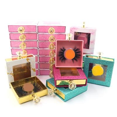 China Long Natural Custom Makeup Mink Eyelashes Hot Sale Glitter Faux Stone Mink Eyelash Box 3D 5D 25mm Beauty Products for sale