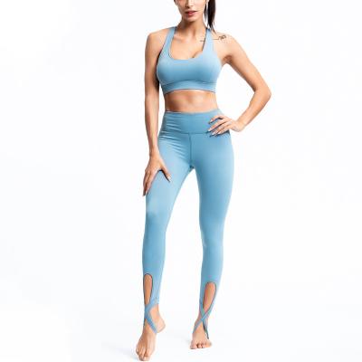 China 2021 High Quality Breathable Women Workout Sporty Bra Nylon Two Piece Pants Sets Sexy Luxury Yoga Sets Fitness Women for sale