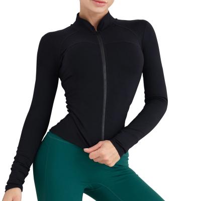 China Breathable Customize Zipper No Hood Polyester Running Top Women Yoga Jacket for sale