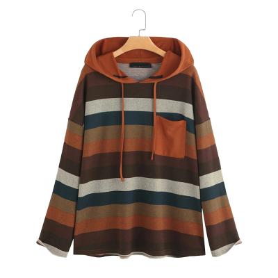 China QUICK DRY Korean young street women fashion striped color women's sweatshirt pocket hoodie sports ladies crop top hoodie for sale