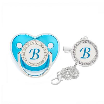 China Bling Infant Bpa Baby Nipple Bpa Free Silicone Pacifier Funny Free Custom Bpa Free 26 Letters Diamond Pacifier for sale