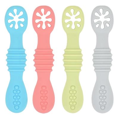 China BPA Free Toddler Self Feeding Baby Led Spoon Weaning Baby Training Spoon For Baby Led Weaning for sale