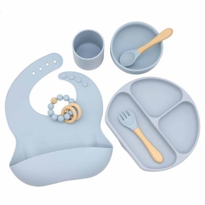 China 100% Eco-Friendly/Non-toxi Food Grade Silicone Eco Friendly Baby Feeding Set Baby Tableware Set Soft Spoon Portable Feeding Set For Babies for sale