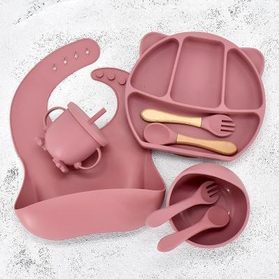 China 100% Eco-friendly / Non-toxi Bpa Free Silicone Suction Dish Silicone Feeding Set Tableware For Kids Snack Cup for sale