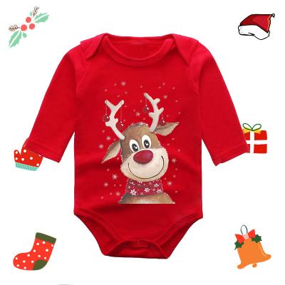 China Christmas Baby Rompers Sustainable Newborn Cotton Blank Baby Clothes Red Elks Customization Wholesales Newborn Baby Rompers for sale