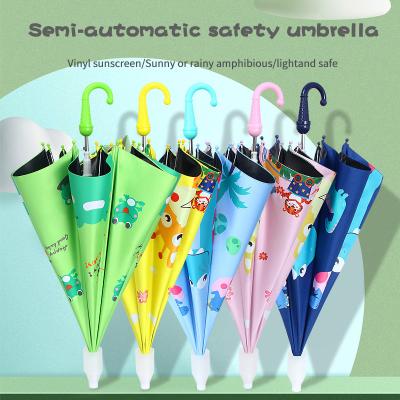 China Black Minimalist Semi-automatic Hot Glue Umbrella Cartoon Sunny Children The Lovely And Rainy Umbrella Umbrella With Logo for sale