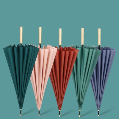 China Farm Literary and Artistic Fresh Straight Business Solid Color Umbrella Pole Small Umbrella Umbrella Long Handle with Logo for sale